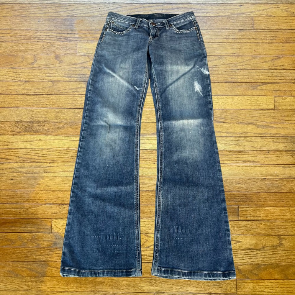 Wrangler Shiloh Ultimate Riding Jeans Womens 1/2x34 Blue Bootcut Denim Low Rise